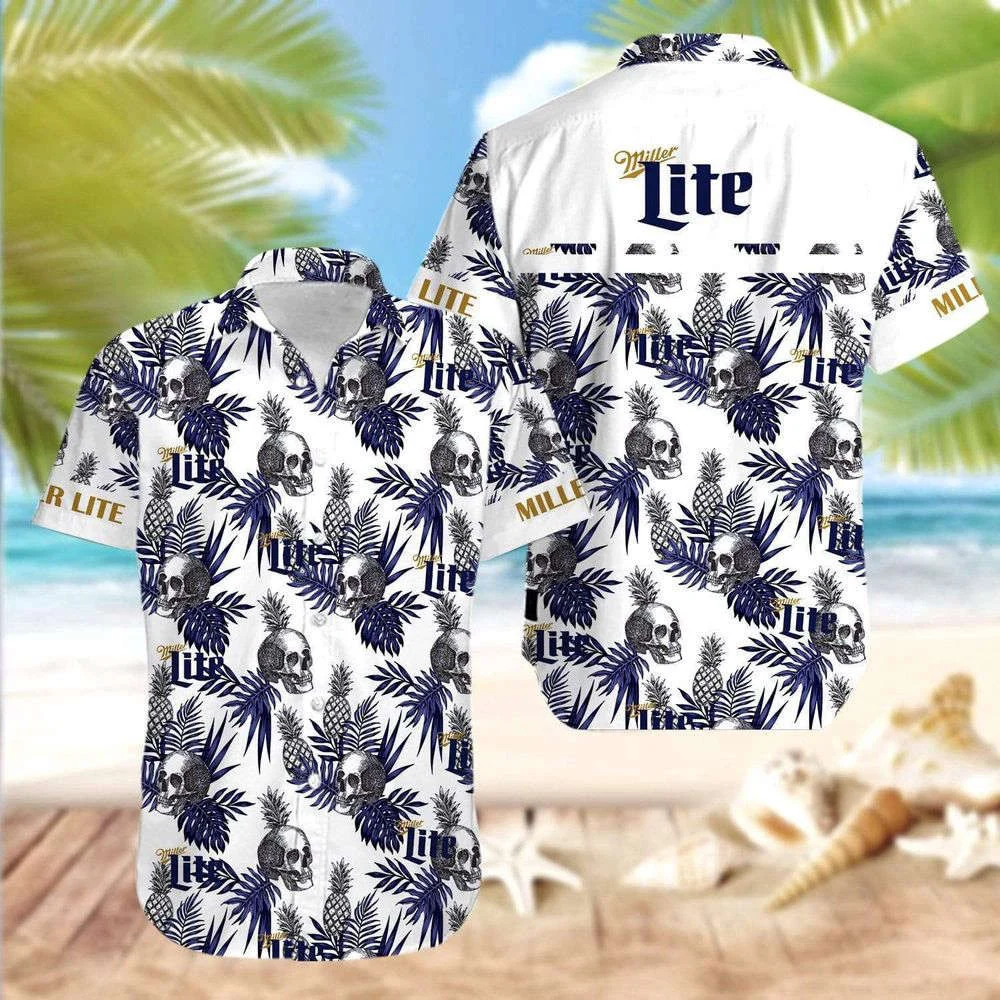 Miller High Life Lite Skull Pineapple Hawaiian Shirt, Gift For Men And Women HW0601
