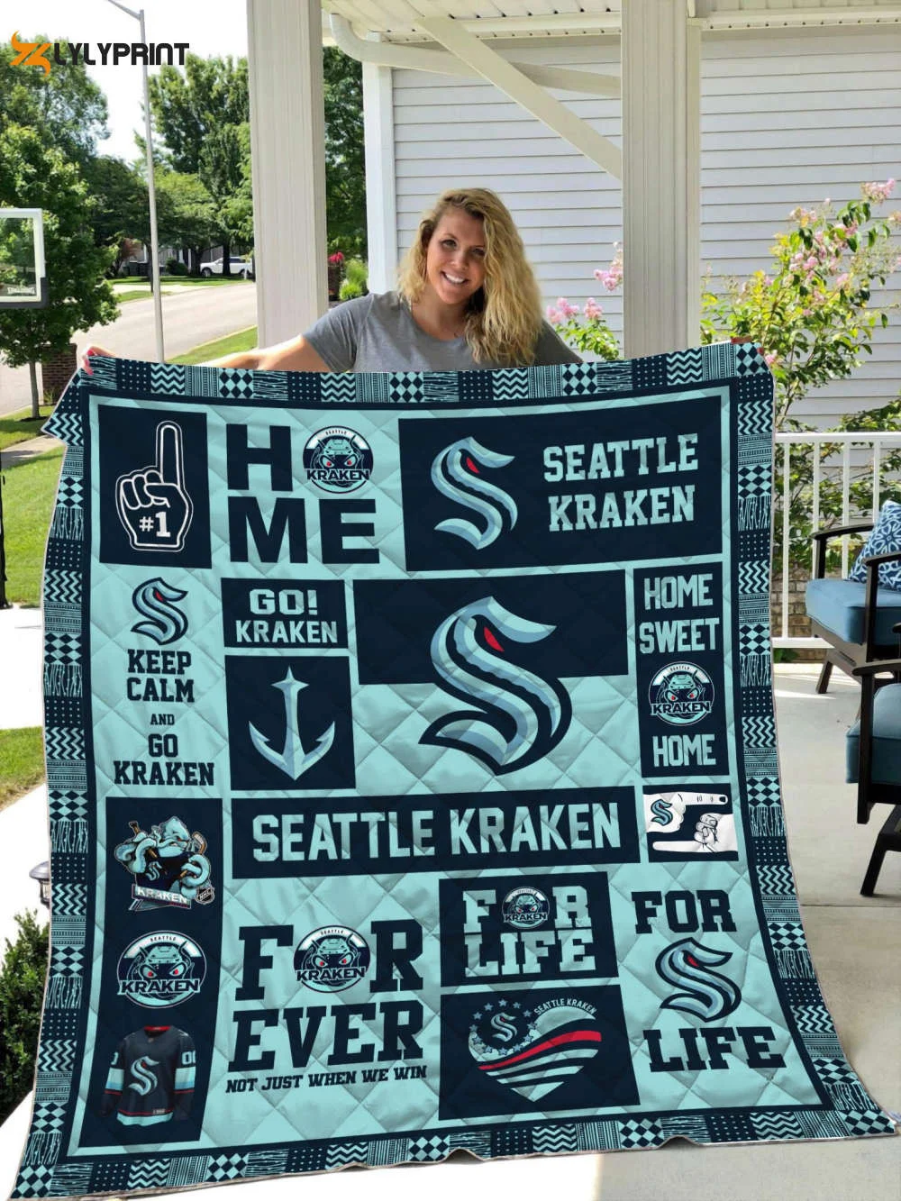 Seattle Kraken Quilt Blanket For Fans Home Decor Gift ,  Soft Quilt, King Size, All Season Cozy Quilt QB0901